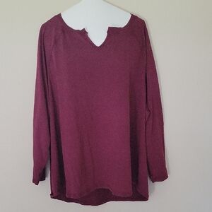 Women's Long Sleeve Top - Burgundy